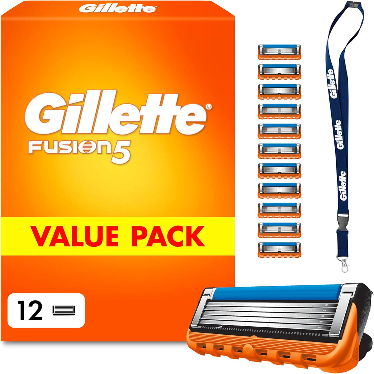Gillette Fusion5 Men's Razor - 12 Blades, New but open scruffy box