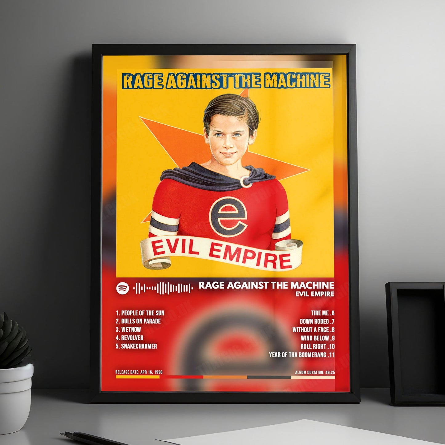 Rage Against the Machine "Evil Empire" Album Cover Poster - with Complete Tracklist