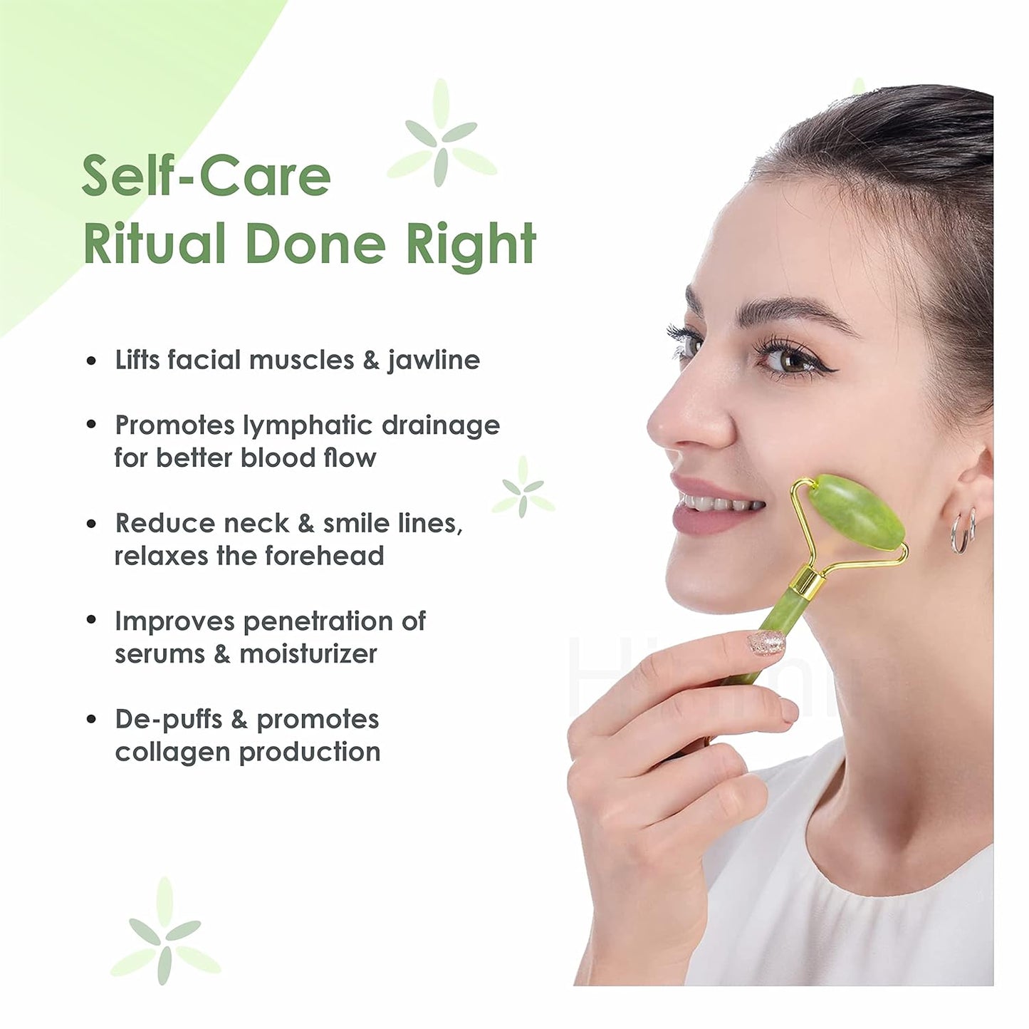 Cipzi Face Massager Set: Ice Roller & Jade Gua Sha for Skin & Body