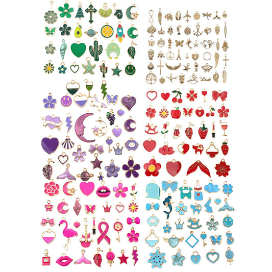 200Pcs Mixed Color DIY Small Alloy Charms for Jewelry Making, Scrapbooking, Crafts, Necklace, Earring, Bracelet Design, and Keychain Creation - Cute