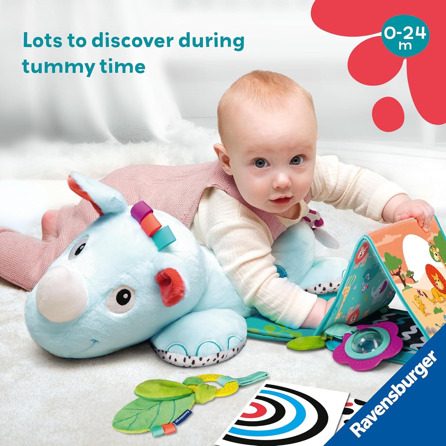 Ravensburger Play+ 3 in 1 Rhino Tummy Time Activity Station - New but open scruffy box