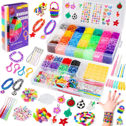 UUEMB 10000+ Loom Bands Kit, Loom Bands for DIY Refill Bracelet Making Craft Kits, Loom Twist Bands with Box More Accessories for Party, Xmas Gift