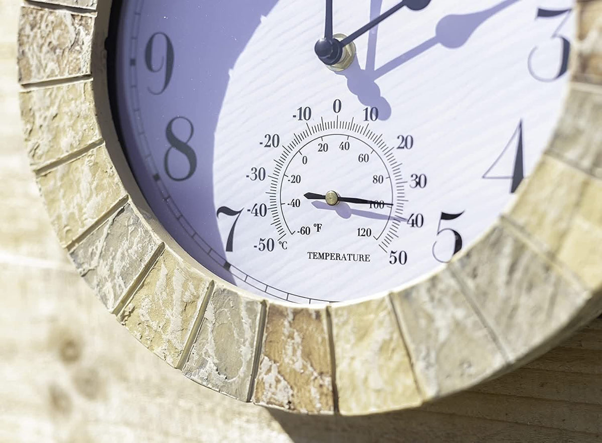 25cm Stonegate Garden Wall Clock & Thermometer