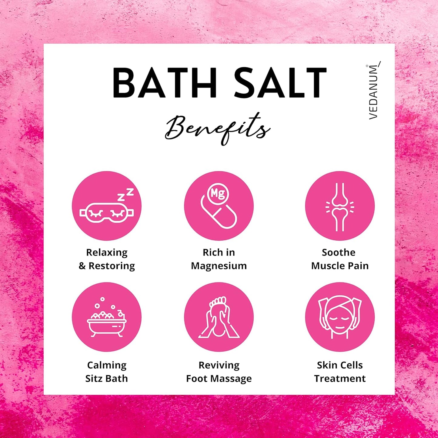 Vedanum Rose Geranium Bath Salt 200g for Relaxation & Skin Care