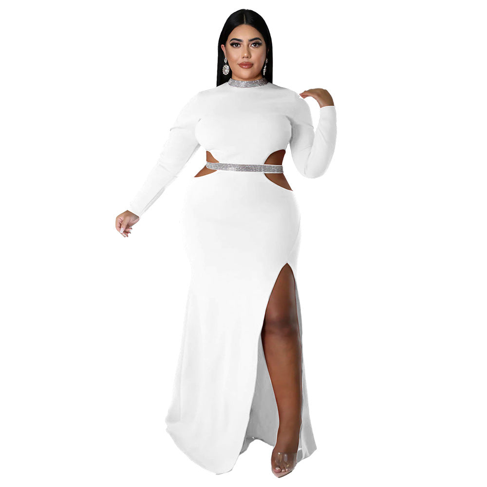 Women's Solid Color Casual Sexy Midriff-baring Slit Dress