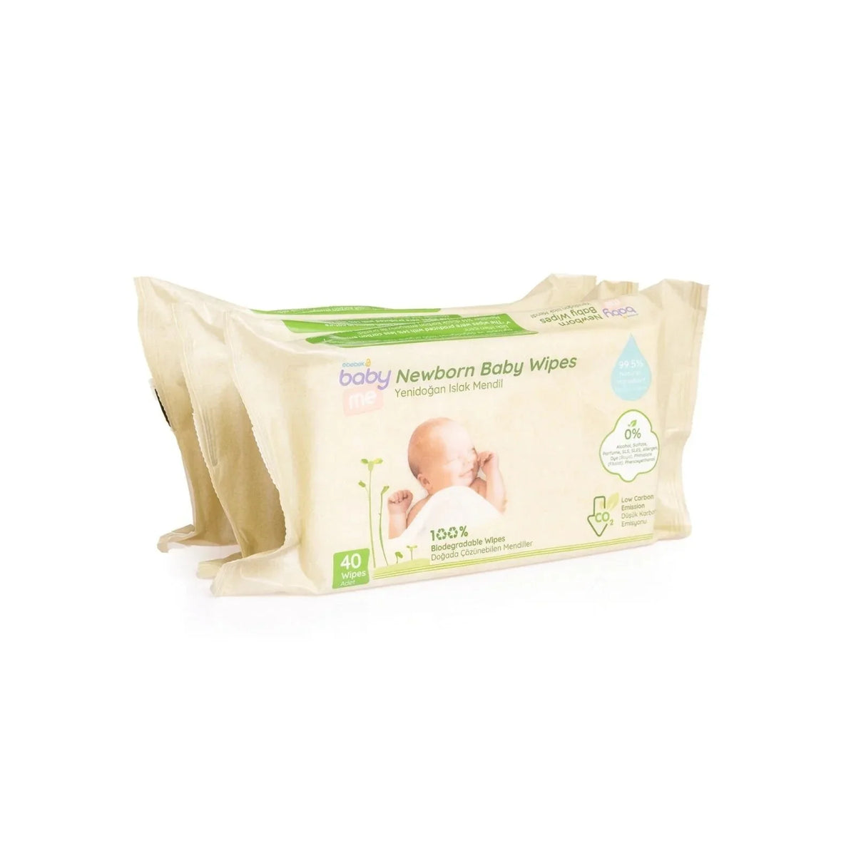 baby me Newborn Baby Biodegradable Wipes 3x40 pcs