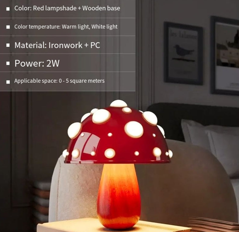Mushroom Decorative Desk Lamp Bedroom Headboard Dimming Atmosphere Student Dormitory Desktop Night Light