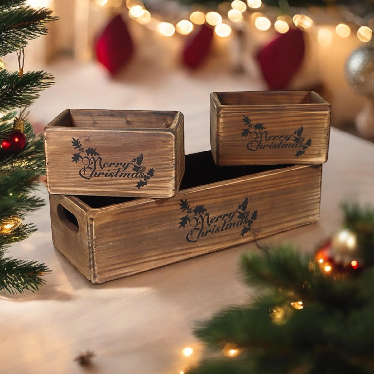 34/15/15CM SET 3  WOODEN BOXES