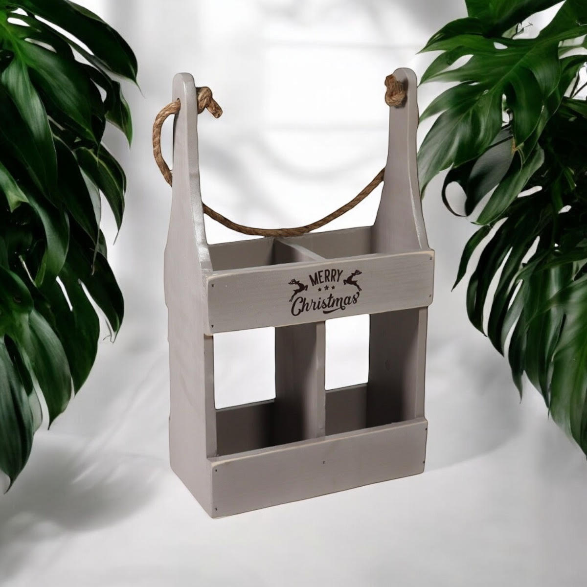 39CM RUSTIC GREY 2 BOTTLE WINE HOLDER