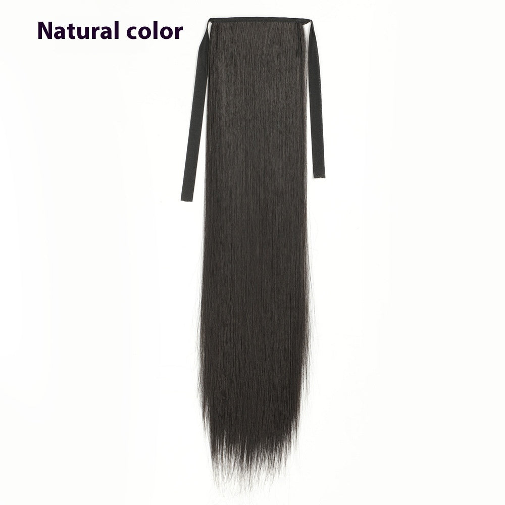 Lace-up Fashion Soft Wig Ponytail Realistic Matte Silk Long Straight Hair