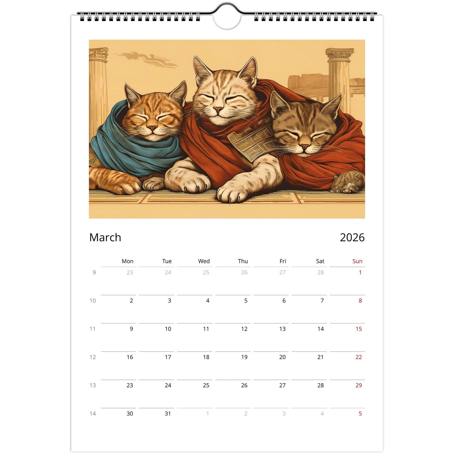 Ancient Roman Cats Wall Calendar – Vintage Feline Art, Eco-Friendly Gift for Cat Lovers 🐾🕌