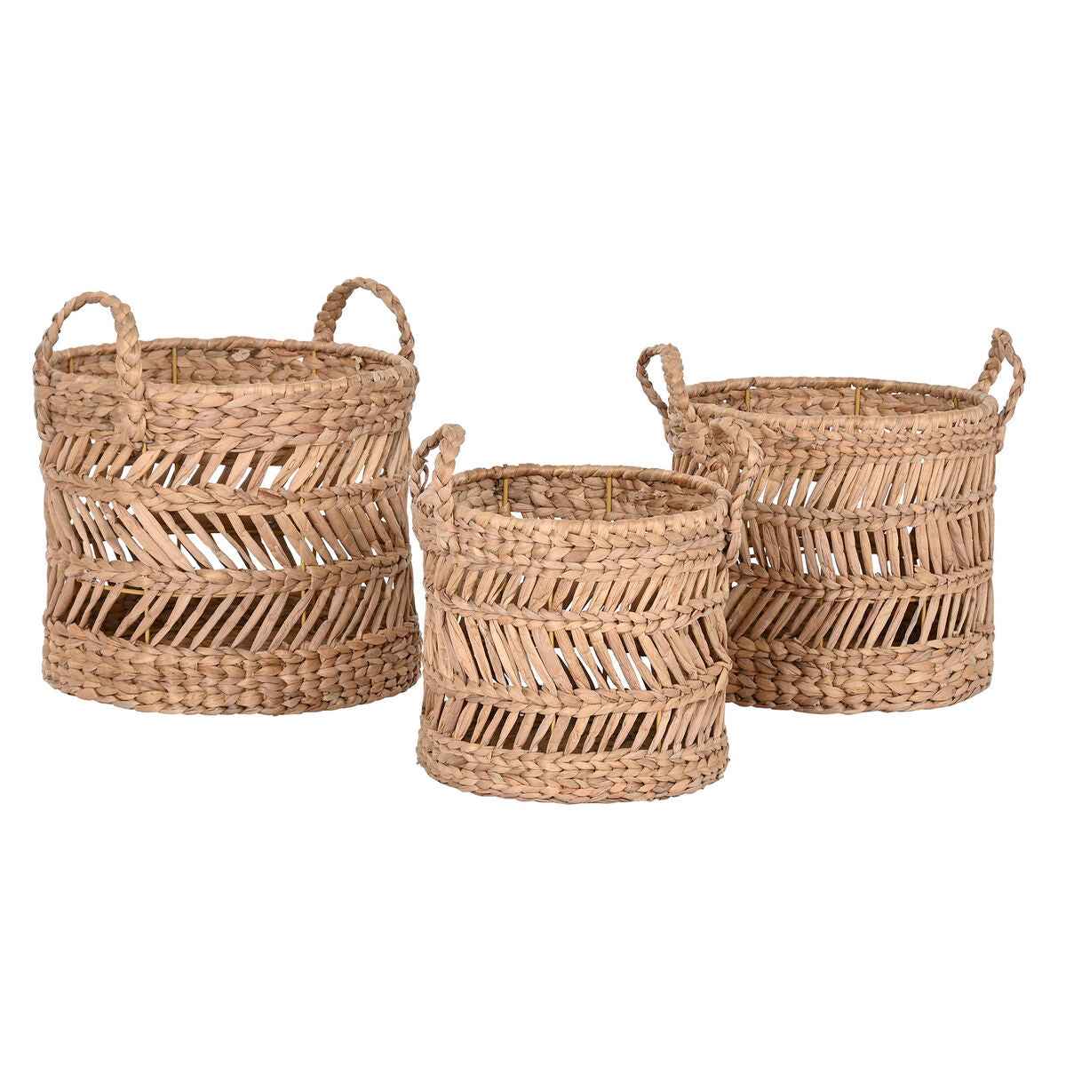 Basket set Home ESPRIT Natural Metal Natural Fibre (3 Pieces)