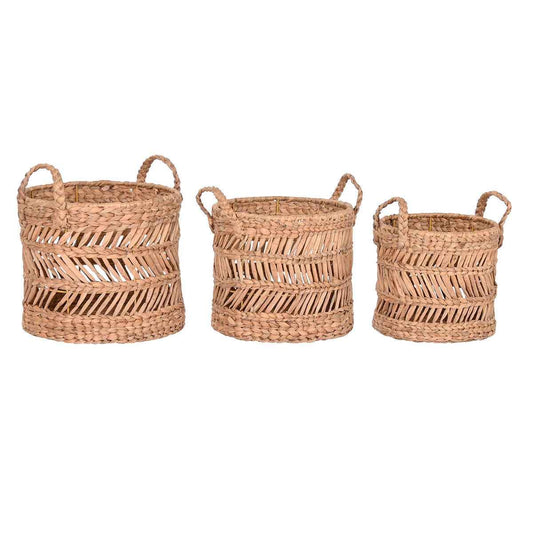 Basket set Home ESPRIT Natural Metal Natural Fibre (3 Pieces)
