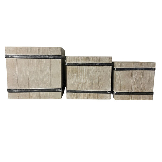 Planter Home ESPRIT Brown Magnesium Cottage 44 x 44 x 43 cm (3 Pieces)