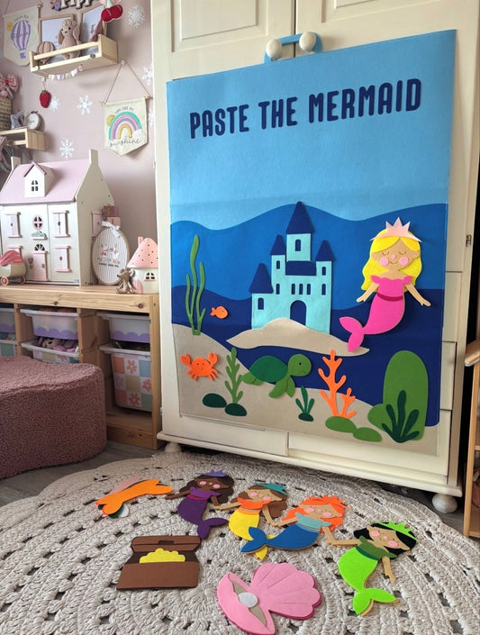 Paste The Mermaid Felt Play Board-Magical Sensory Dress up activity for kids | The Playmakers Co