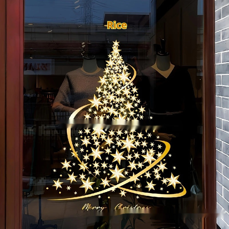 Golden Snowflake Christmas Tree Stickers