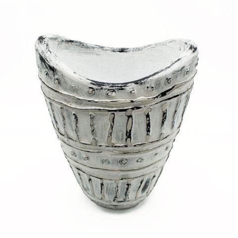 Wide Neck Shaped Dry Flowers Vase - Cream 22cm