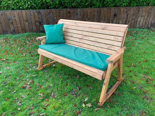 Charles Taylor Trading Three Seater Rocker Bench With Green Cushion Brown