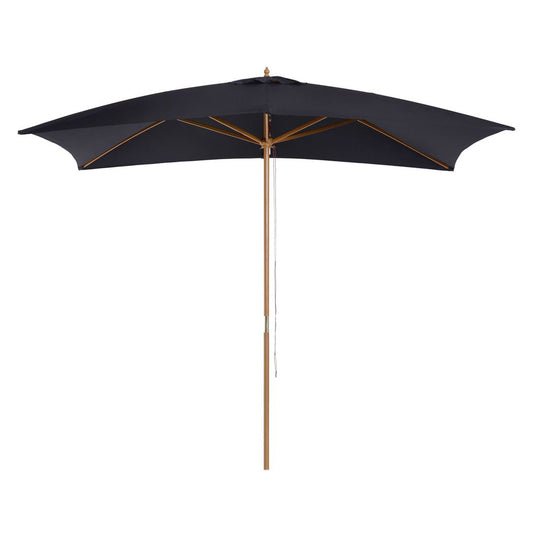 Outsunny  295L x 200W x 255Hcm Wooden Garden Patio Parasol Umbrella-Black Blue 295cm x 200cm x 255cm