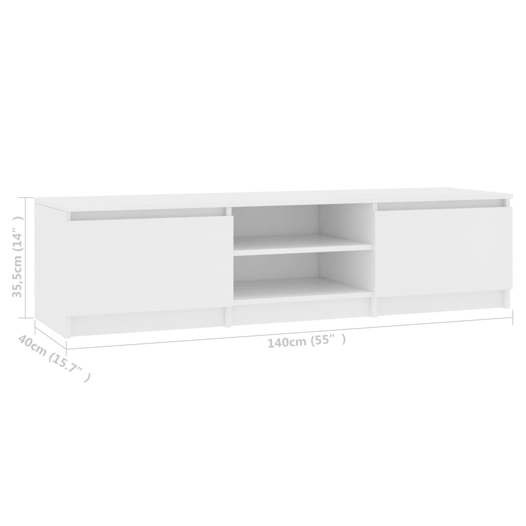 Modern Wooden 55 Inch TV Tele Stand Unit Cabinet With 2 Doors & Open Storage