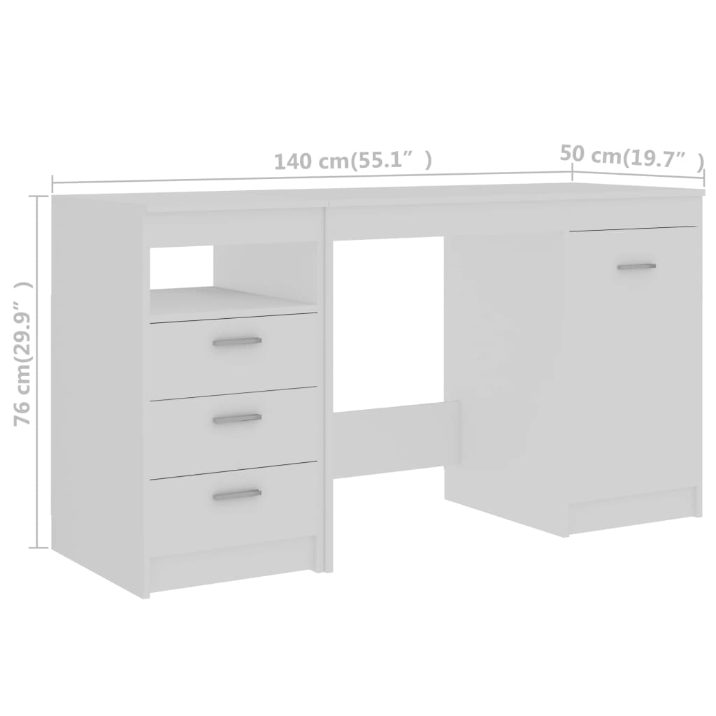 Modern Wooden Large Home Office Computer Writing Desk With 3 Drawers Cupboard