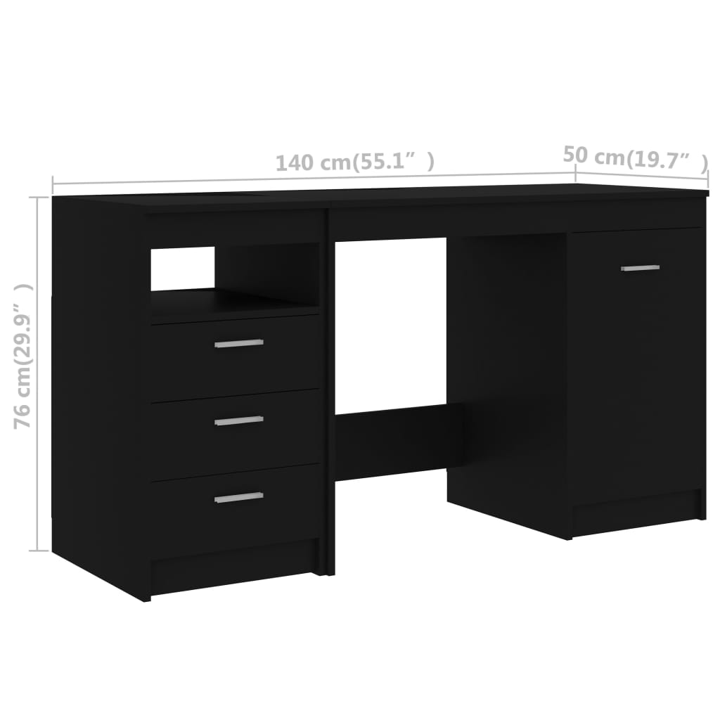 Modern Wooden Large Home Office Computer Writing Desk With 3 Drawers Cupboard