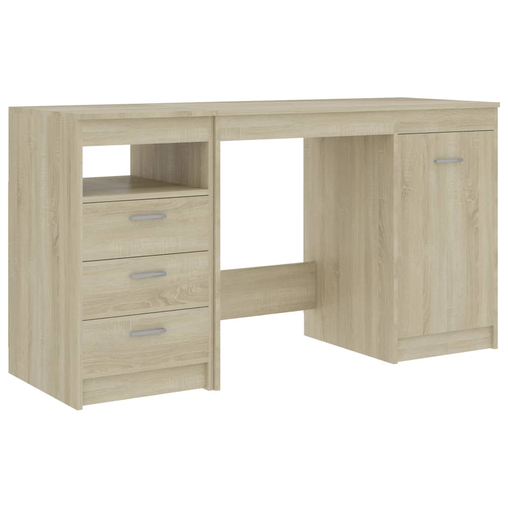 Modern Wooden Large Home Office Computer Writing Desk With 3 Drawers Cupboard
