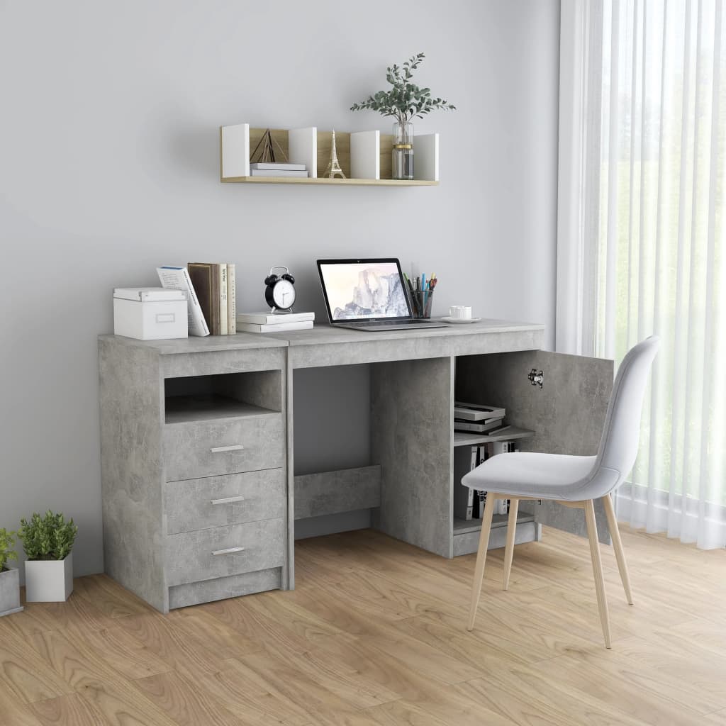 Modern Wooden Large Home Office Computer Writing Desk With 3 Drawers Cupboard