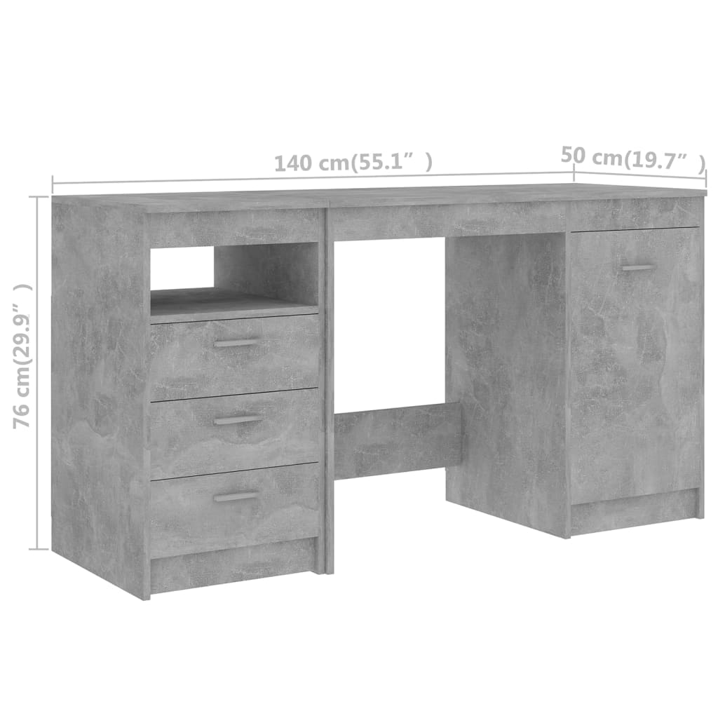 Modern Wooden Large Home Office Computer Writing Desk With 3 Drawers Cupboard