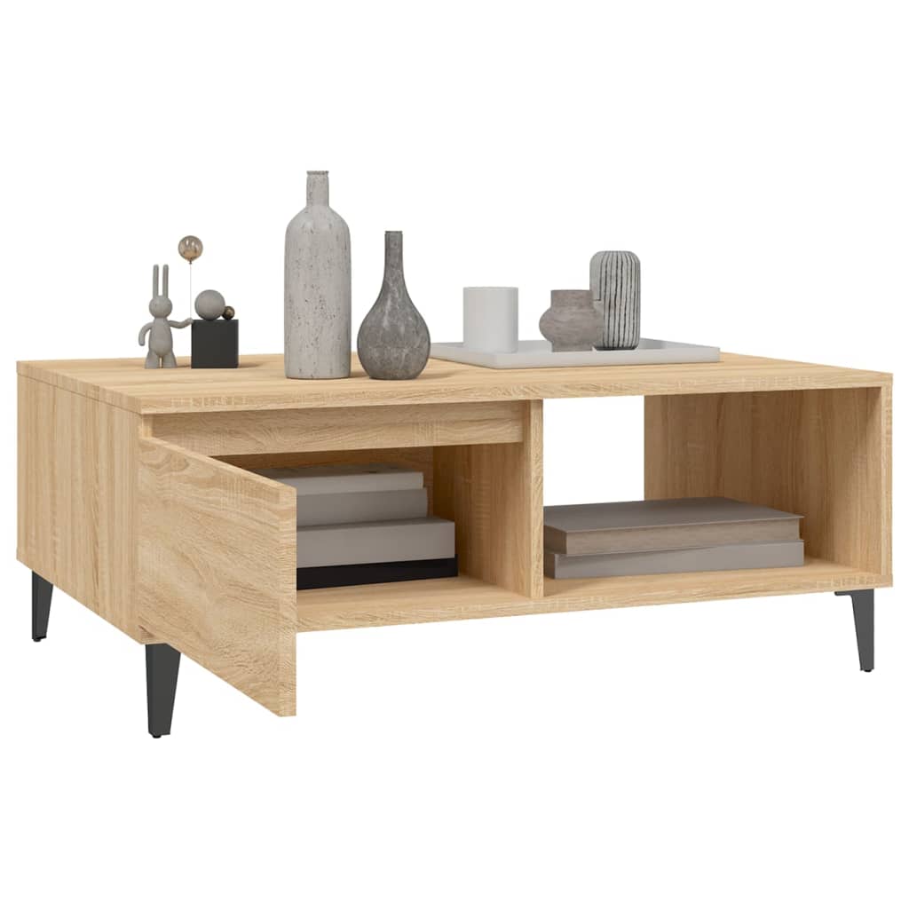 Modern Wooden Living Room Coffee Table With Closed & Open Storage Compartments
