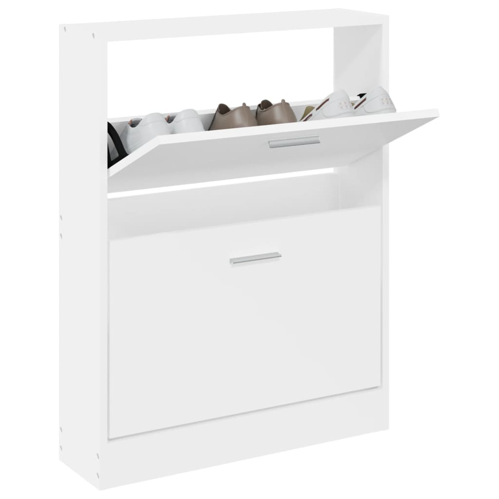 Modern Wooden Shoe Storage Flip Doors Cabinet With 2 Drawers Shoes Organiser Wood