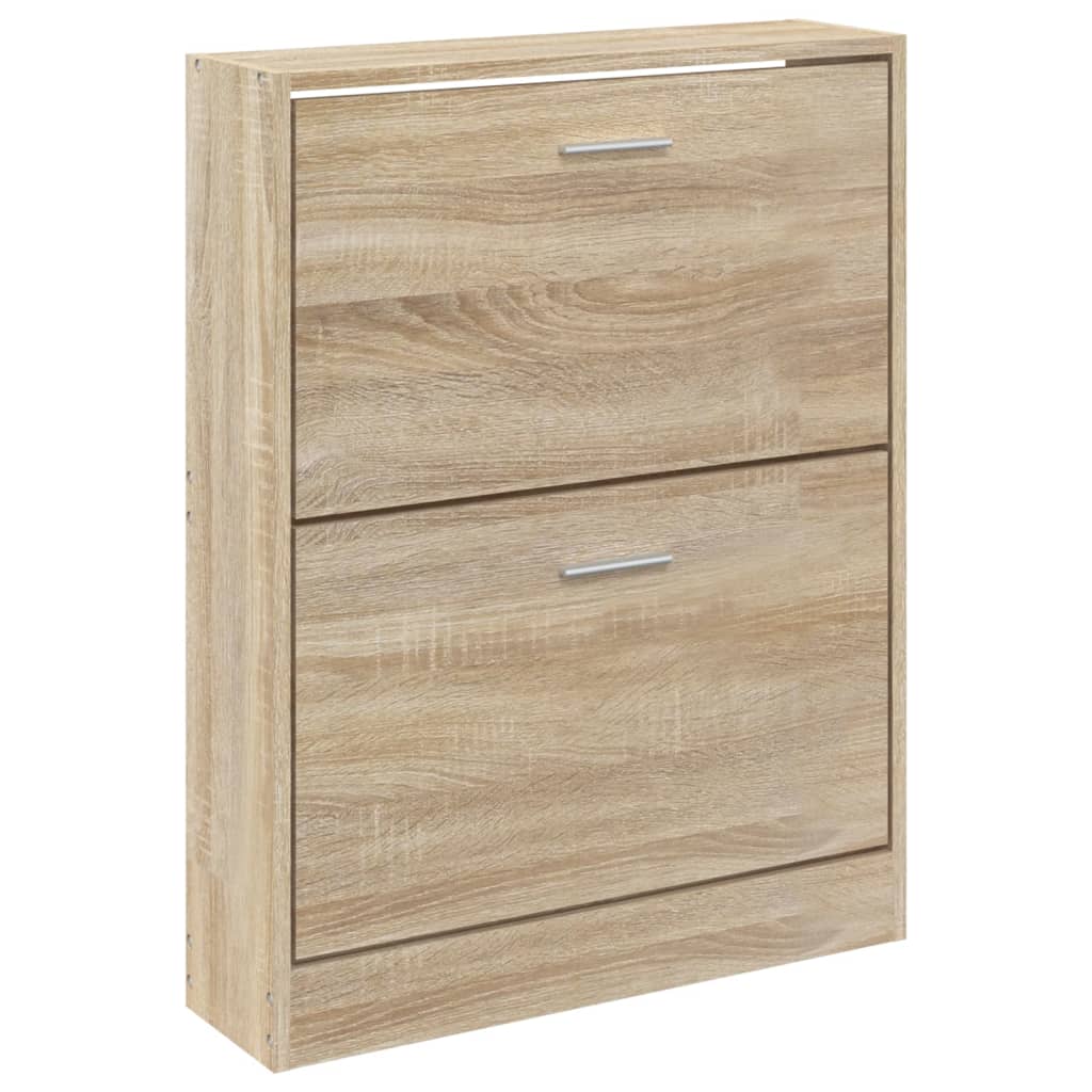 Modern Wooden Shoe Storage Flip Doors Cabinet With 2 Drawers Shoes Organiser Wood