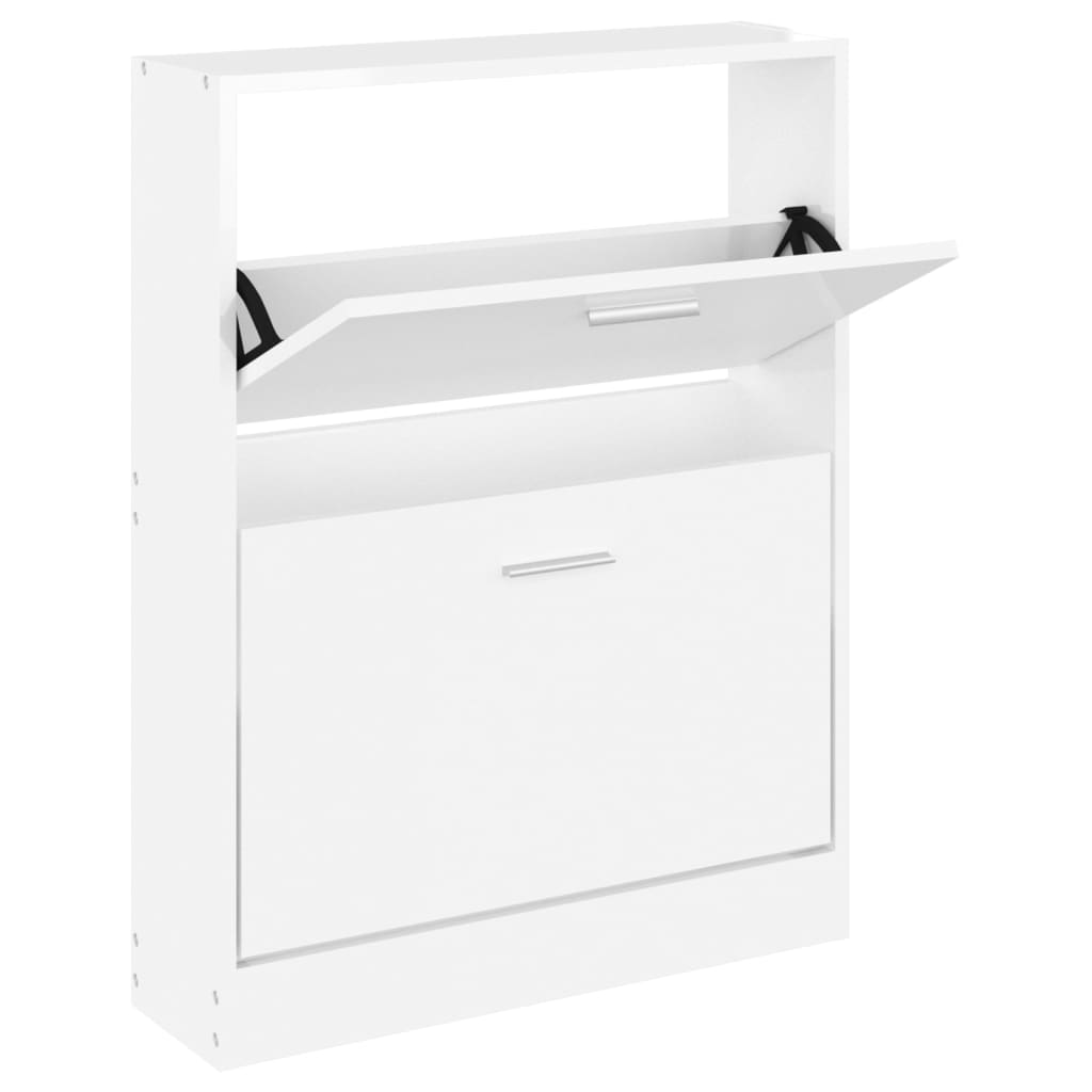 Modern Wooden Shoe Storage Flip Doors Cabinet With 2 Drawers Shoes Organiser Wood