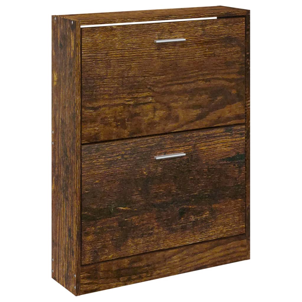 Modern Wooden Shoe Storage Flip Doors Cabinet With 2 Drawers Shoes Organiser Wood