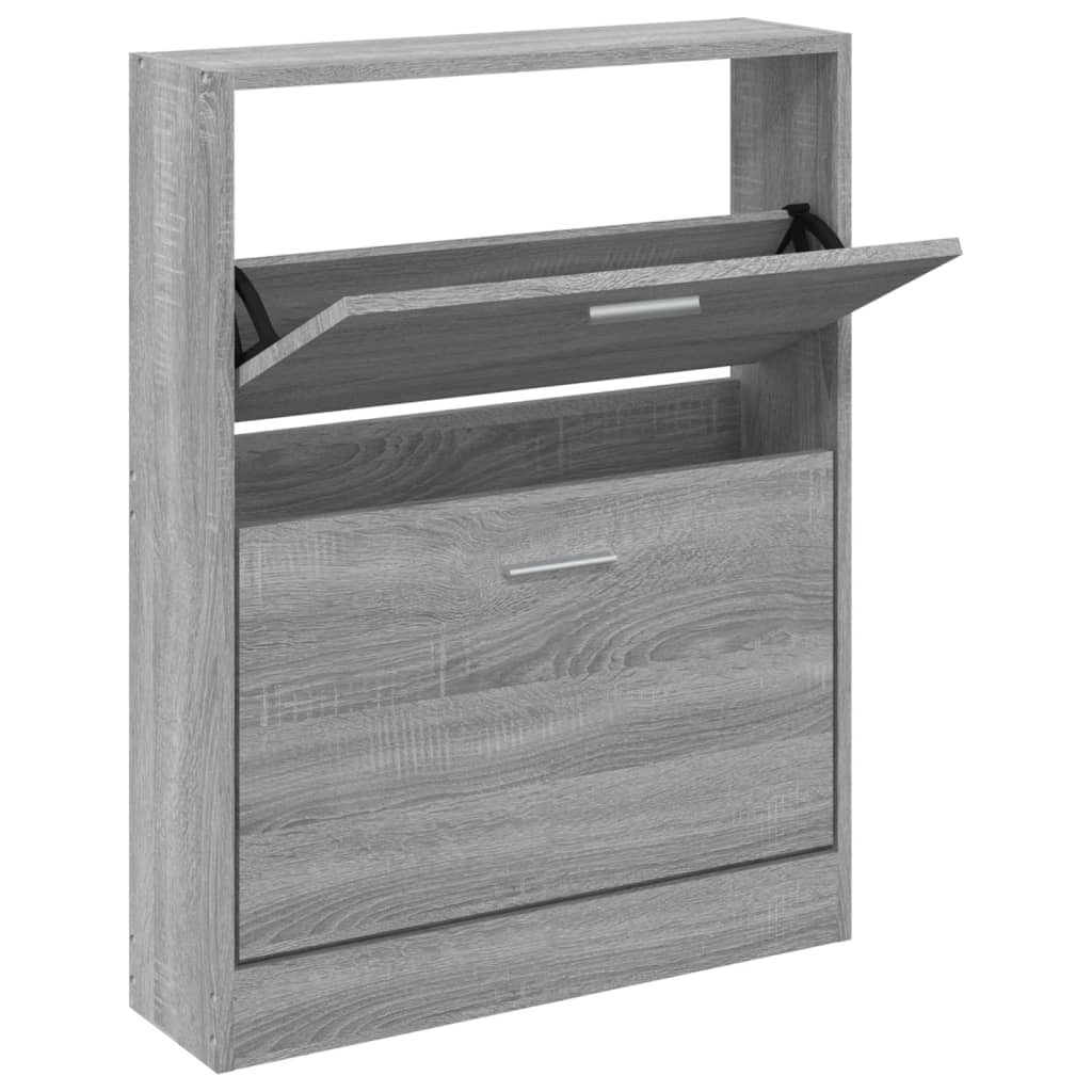 Modern Wooden Shoe Storage Flip Doors Cabinet With 2 Drawers Shoes Organiser Wood