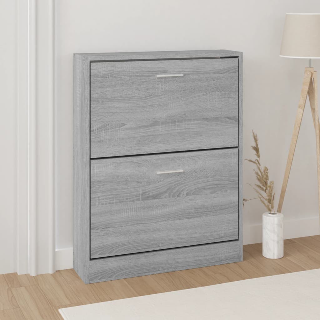 Modern Wooden Shoe Storage Flip Doors Cabinet With 2 Drawers Shoes Organiser Wood