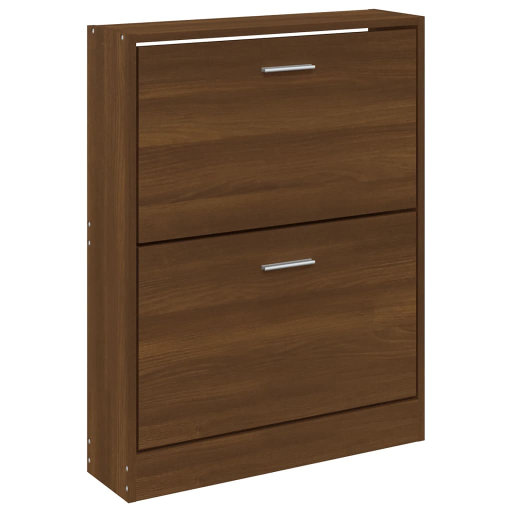 Modern Wooden Shoe Storage Flip Doors Cabinet With 2 Drawers Shoes Organiser Wood