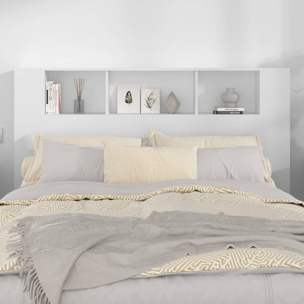 Modern Wooden Queen Size 1.6m Bed Headboard With Open Storage Compartments