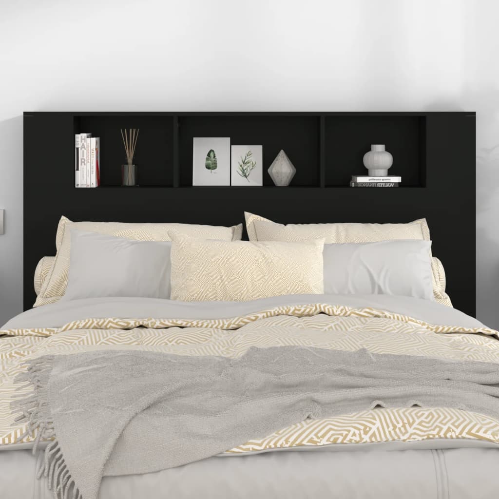 Modern Wooden Queen Size 1.6m Bed Headboard With Open Storage Compartments