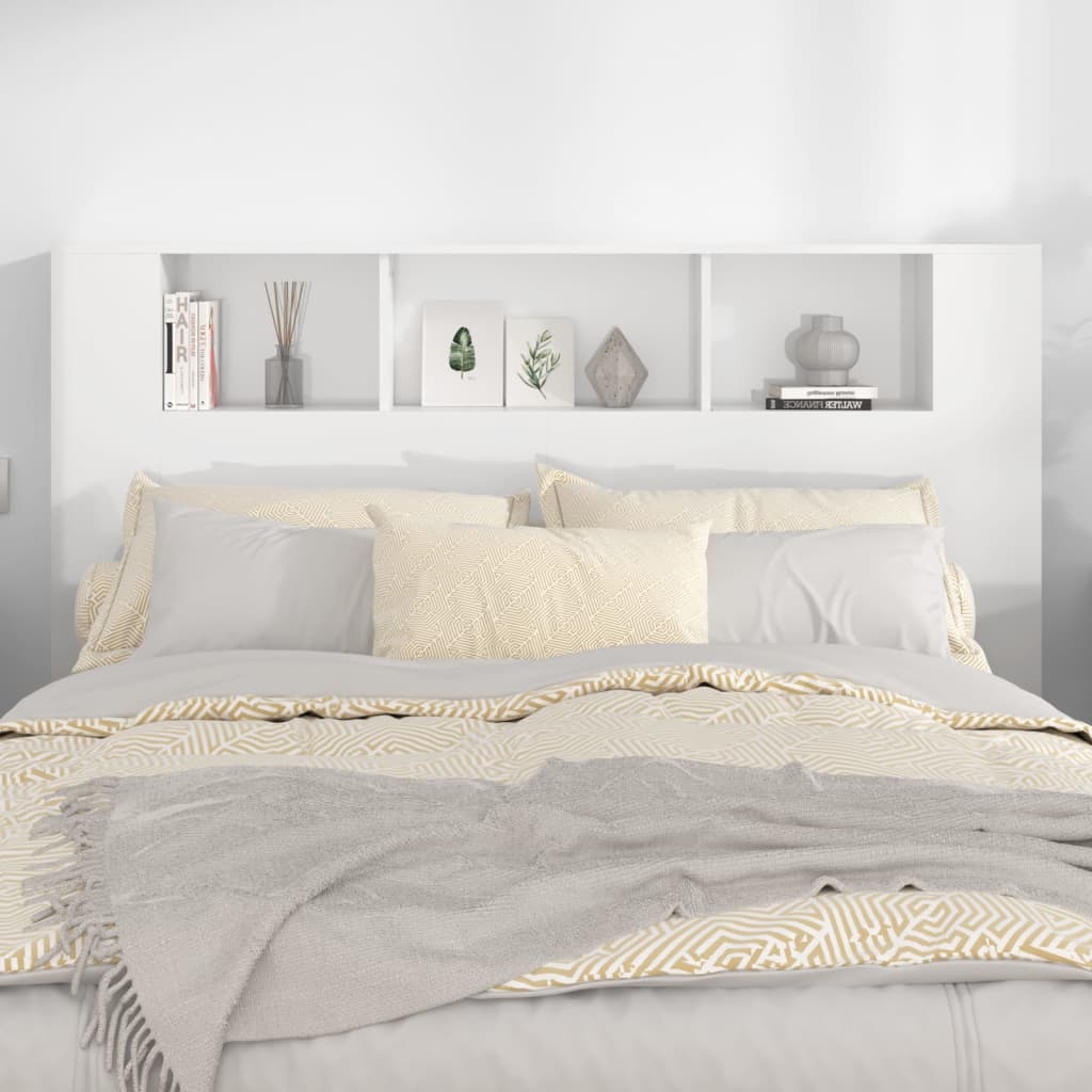 Modern Wooden Queen Size 1.6m Bed Headboard With Open Storage Compartments