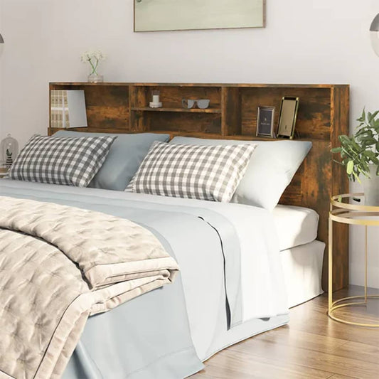 Modern Wooden Emperor Size 2m Headboard With Open Storage Compartments Wood