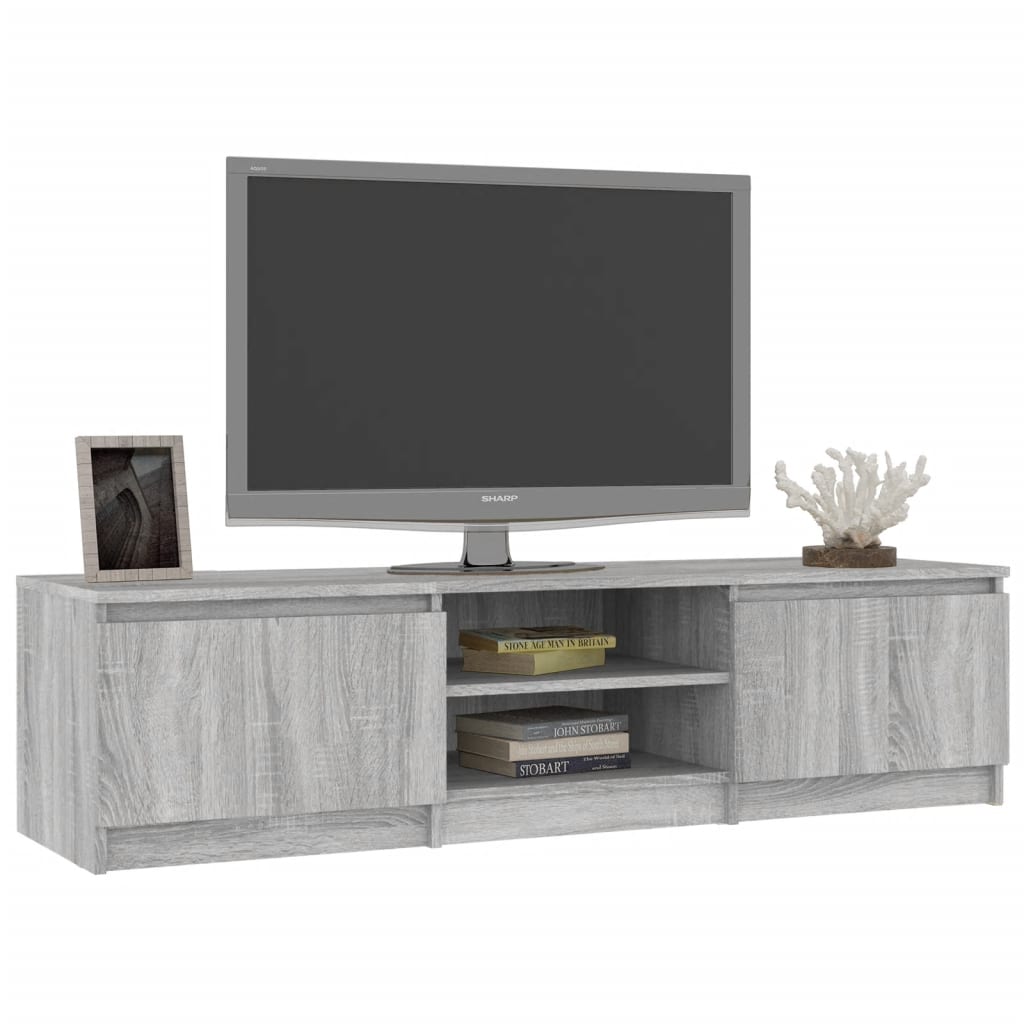 Modern Wooden 55 Inch TV Tele Stand Unit Cabinet With 2 Doors & Open Storage