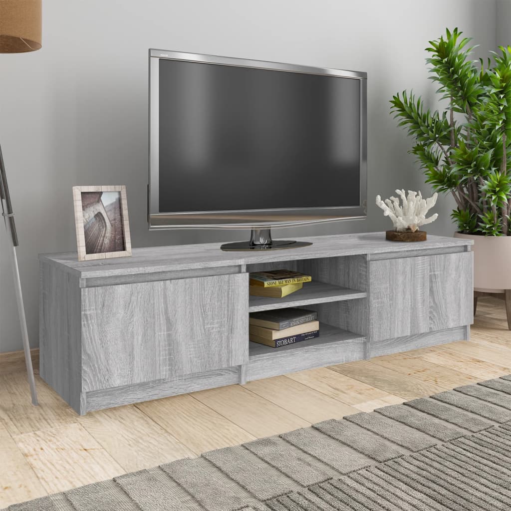Modern Wooden 55 Inch TV Tele Stand Unit Cabinet With 2 Doors & Open Storage