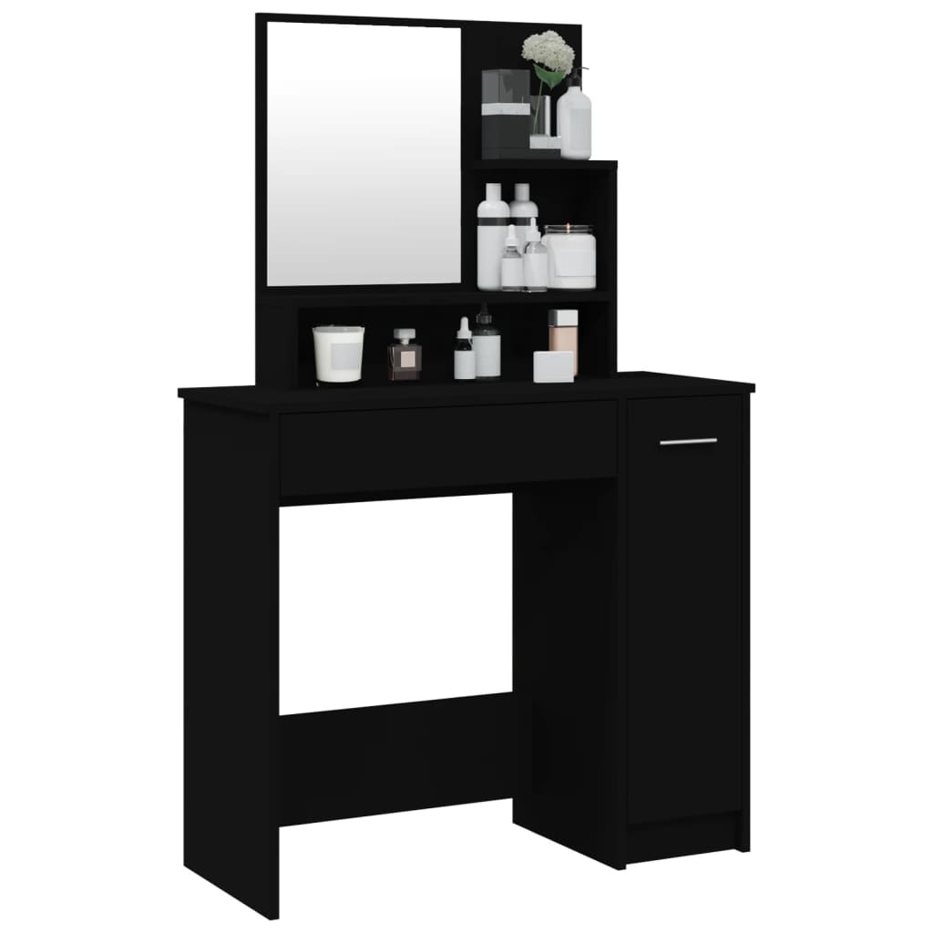 Modern Wooden Dressing Table Makeup Vanity Desk With Mirror & Cupboard
