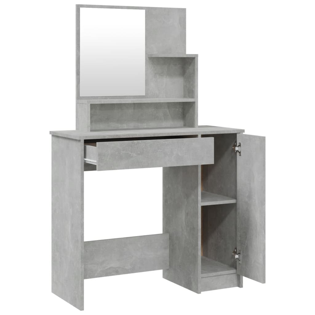 Modern Wooden Dressing Table Makeup Vanity Desk With Mirror & Cupboard