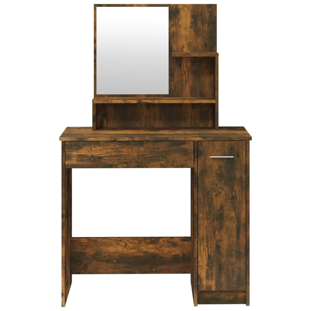 Modern Wooden Dressing Table Makeup Vanity Desk With Mirror & Cupboard