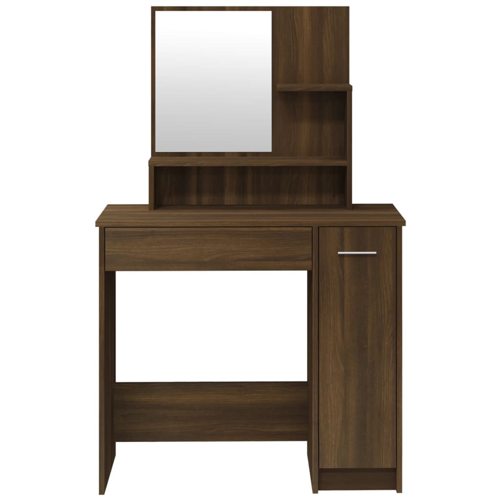 Modern Wooden Dressing Table Makeup Vanity Desk With Mirror & Cupboard