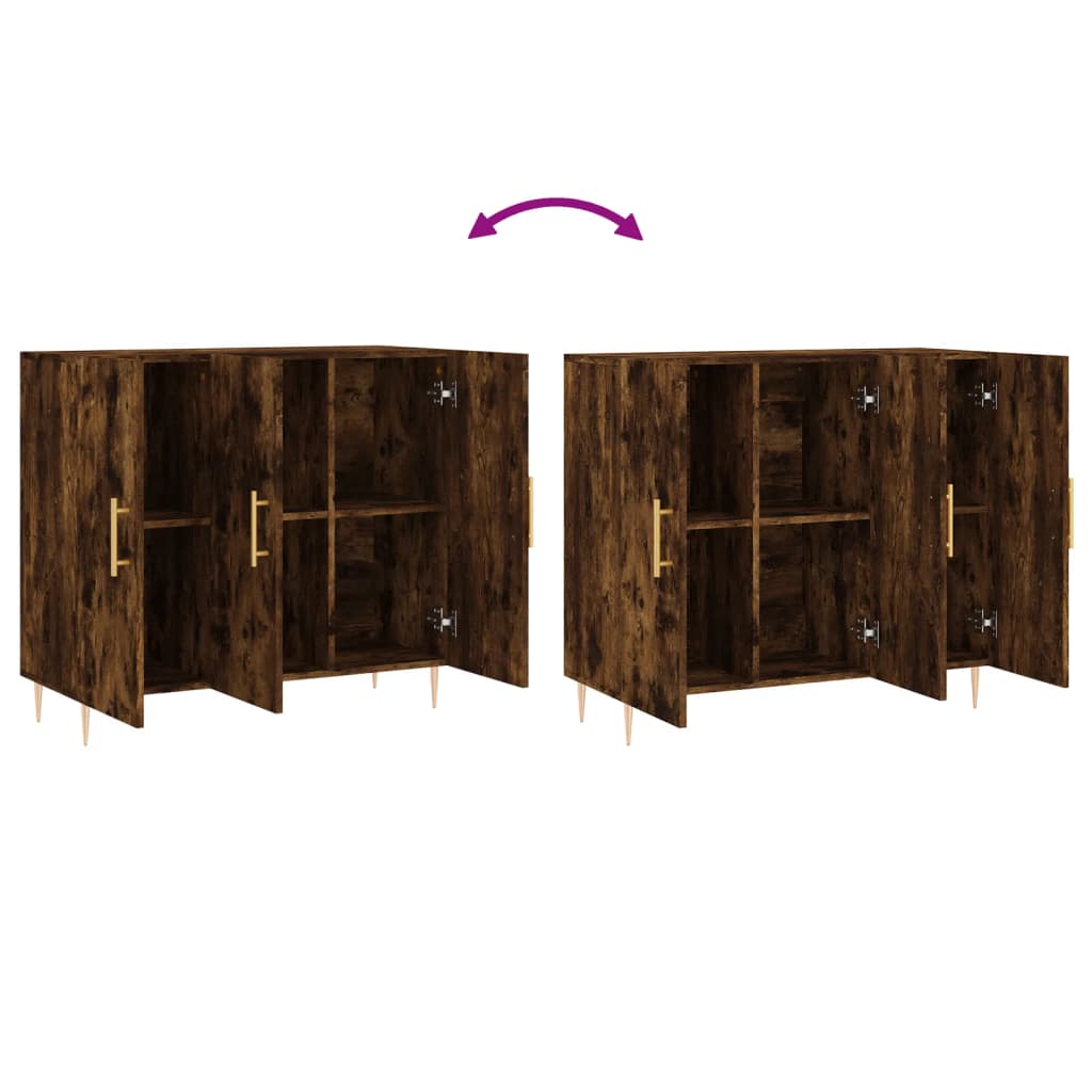 Sideboard Smoked Oak 90x34x80 cm Engineered Wood