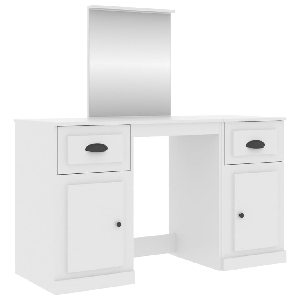 Modern Wooden Large Dressing Table Makeup Vanity Desk With Storage & Mirror