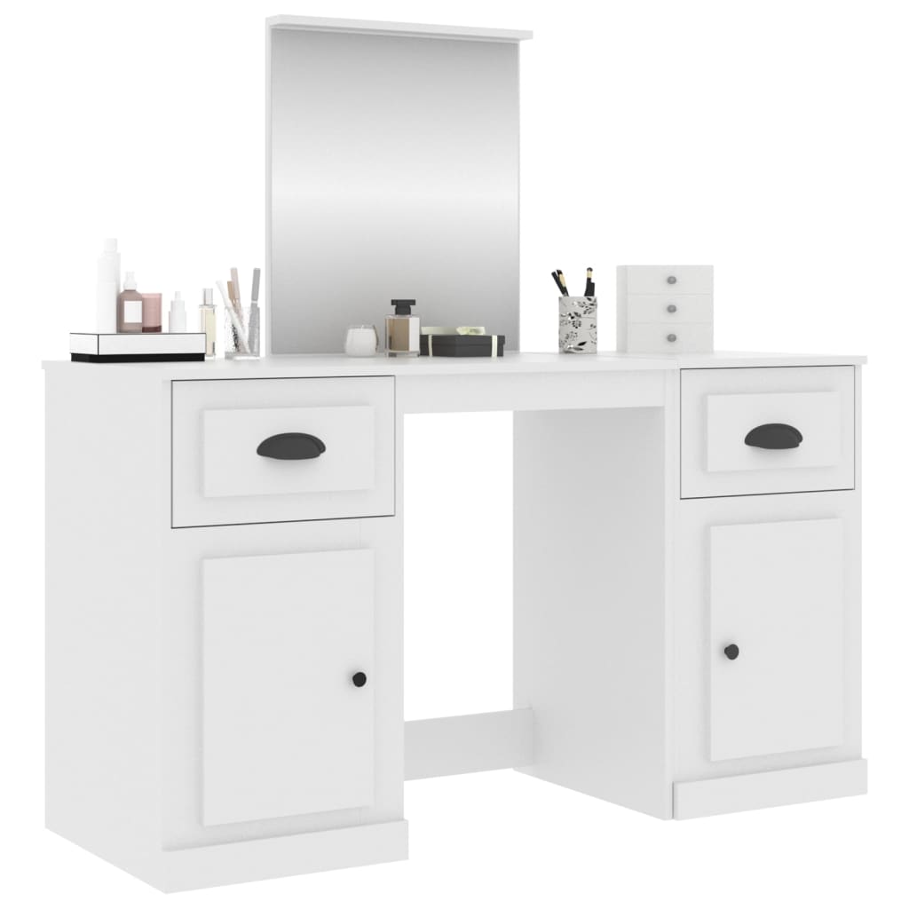 Modern Wooden Large Dressing Table Makeup Vanity Desk With Storage & Mirror